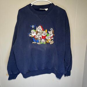Vintage 90s Disney Store Snow White and the Seven Dwarfs Characters Sweatshirt M